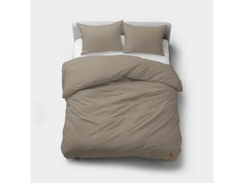 Pościel z Bawełny 220x200 z Ozdobnymi Guzikami - Bez Prasowania Taupe