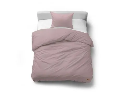 Pościel Bawełniana 140x200 z Ozdobnymi Guzikami Bez Prasowania Różowa