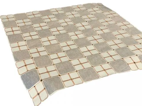 Bieżnik 85x85 Beżowo-Kremowy Satyna i Tiul – Wzór Kwadraty