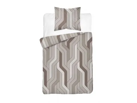 Pościel Bawełniana 140x200 Beżowa Geometria – 100% Bawełna na Zamek