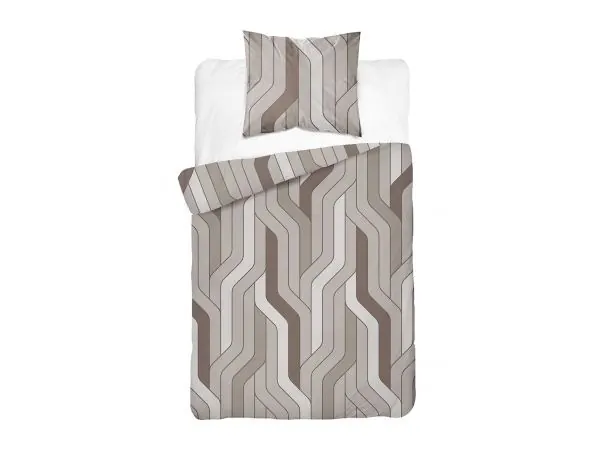 Pościel Bawełniana 140x200 Beżowa Geometria – 100% Bawełna na Zamek
