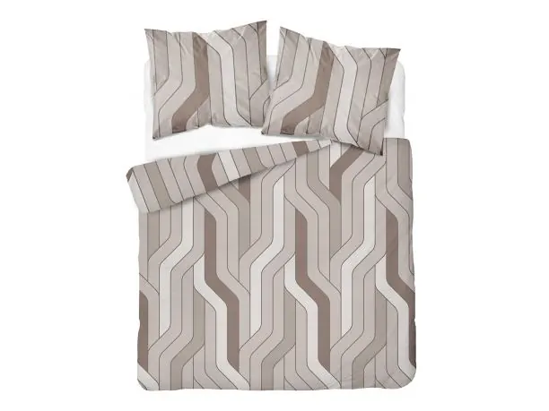 Pościel z Bawełny 160x200 Beżowa Geometria – 100% Bawełna na Zamek