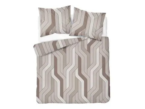 Pościel z Bawełny 220x200 Beżowa Geometria – 100% Bawełna na Zamek