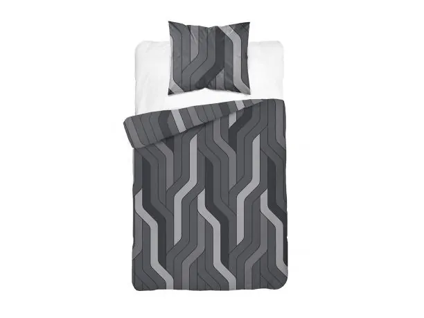 Pościel bawełniana 140x200 szara geometryczna – 100% bawełna, na zamek