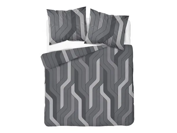 Pościel bawełniana 160x200 szara geometryczna – 100% bawełna, na zamek