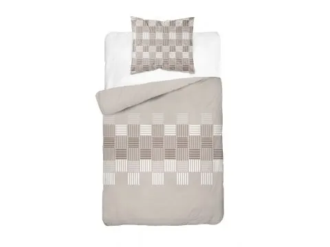 Pościel bawełniana 140x200 beżowa plecionka taupe – 100% bawełna