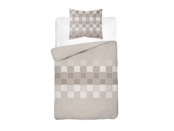 Pościel bawełniana 140x200 beżowa plecionka taupe – 100% bawełna