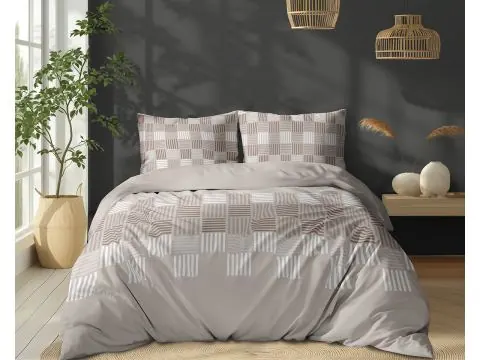 Pościel bawełniana 160x200 beżowa plecionka taupe – 100% bawełna