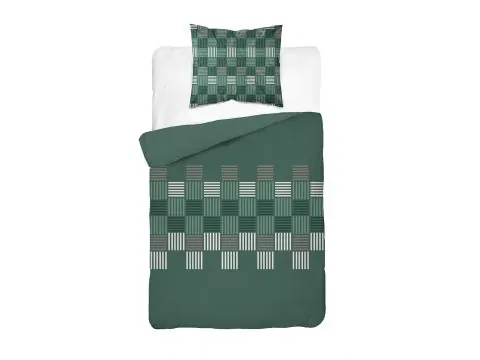 Pościel bawełniana 140x200 zielona szachownica – 100% bawełna