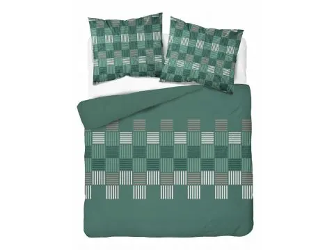 Pościel bawełniana 220x200 zielona szachownica – 100% bawełna