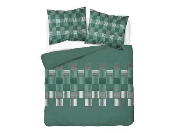 Pościel bawełniana 220x200 zielona szachownica – 100% bawełna