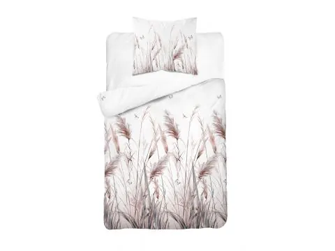 Pościel bawełniana 140x200 trawy pampasowe beżowe – 100% bawełna