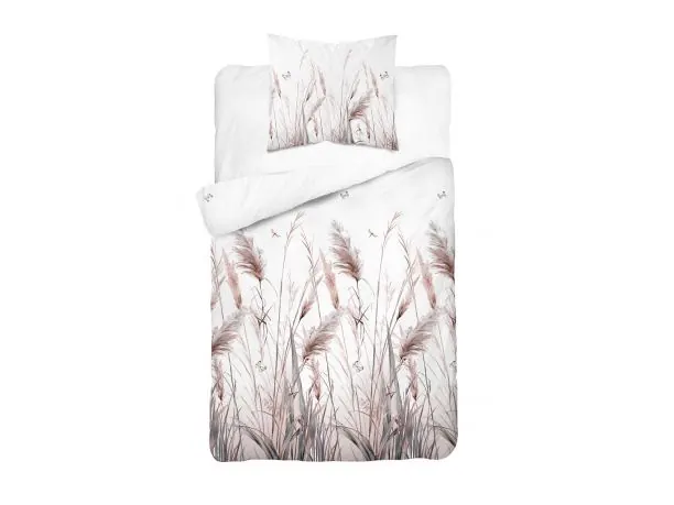 Pościel bawełniana 140x200 trawy pampasowe beżowe – 100% bawełna