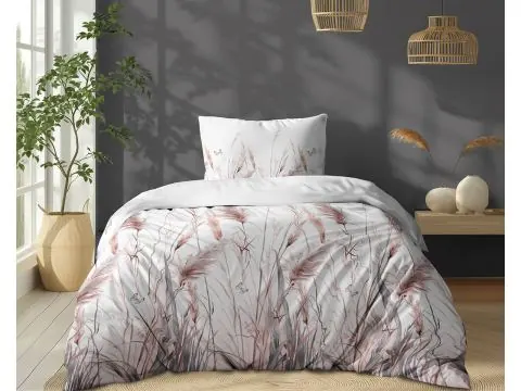 Pościel bawełniana 140x200 trawy pampasowe beżowe – 100% bawełna