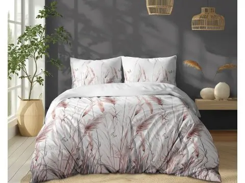 Pościel bawełniana 160x200 trawy pampasowe różowe – 100% bawełna