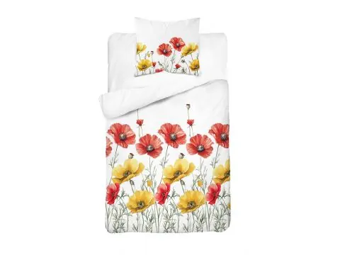 Pościel 140x200 bawełniana – czerwone maki, letnia łąka w sypialni