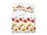 Pościel 160x200 bawełniana – czerwone maki, letnia łąka w sypialni