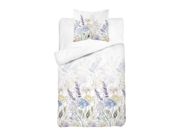 Pościel bawełniana 140x200 – malowniczy ogród z lawendą i hortensjami
