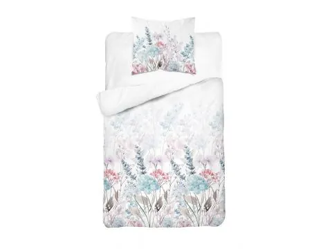Pościel bawełniana 140x200 – eteryczny ogród z lawendą i hortensjami