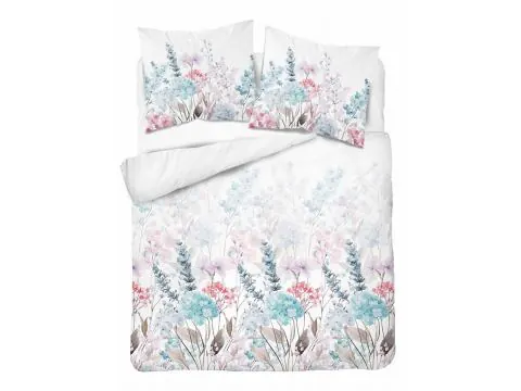Pościel bawełniana 180x200 – eteryczny ogród z lawendą i hortensjami