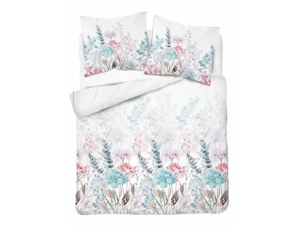 Pościel bawełniana 220x200 – eteryczny ogród z lawendą i hortensjami