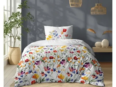 Pościel bawełniana 140x200 – kolorowa łąka i polne kwiaty