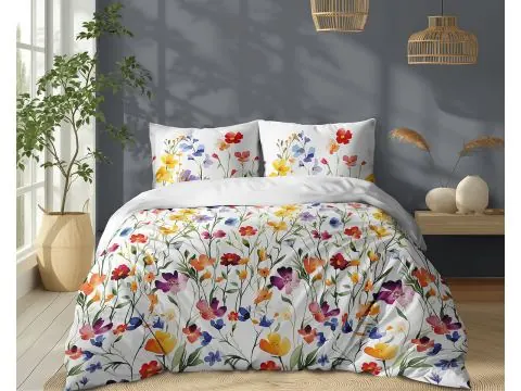 Pościel bawełniana 180x200 – kolorowa łąka i polne kwiaty