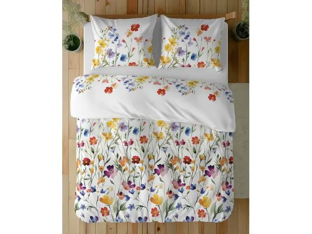 Pościel bawełniana 220x200 – kolorowa łąka i polne kwiaty