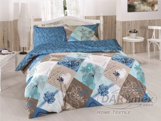 Pościel z bawełny Parisienne Blue 160x200 Exclusive Premium