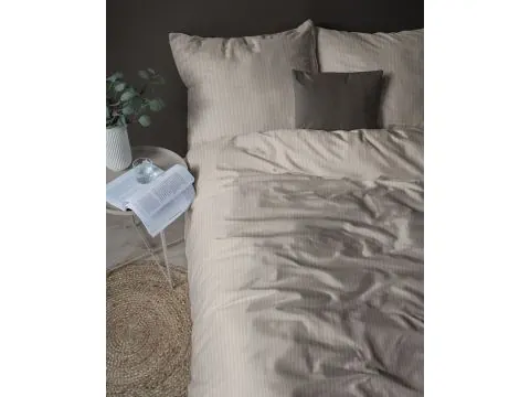 Pościel 160x200 Adamaszkowa Pure Taupe Pasek 1 cm Adamaszek