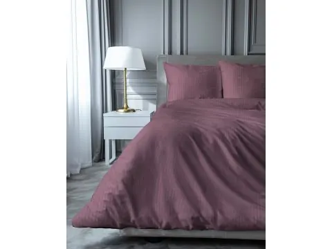 Pościel adamaszkowa 180x200 – Róż Antyczny Bawełna Premium, Pasek 1 cm