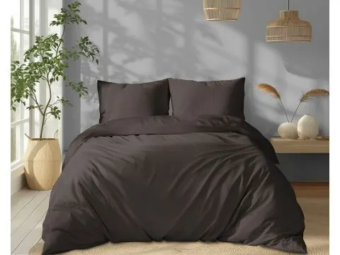 Pościel 220x200 Adamaszkowa Pure Mocha pasek 1 cm adamaszek brązowy