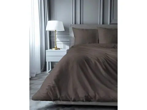 Pościel 220x200 Adamaszkowa Pure Mocha pasek 1 cm adamaszek brązowy