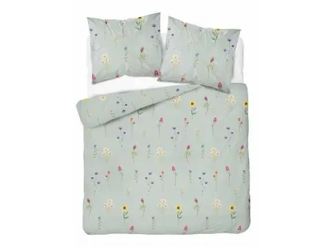 Pościel bawełniana 180x200 miętowa kwiatowa łąka – 100% bawełna