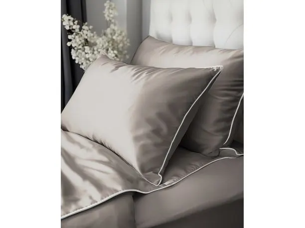 Pościel makosatyna 160x200 beżowa – komplet pościeli z lamówką