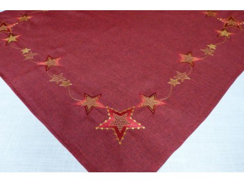 Bieżnik świąteczny - bordowy z gwiazdkami - 85x85 cm - wz. 2840