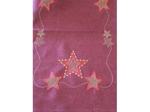 Bieżnik świąteczny - bordowy z gwiazdkami - 40x140 cm - wz. 2840