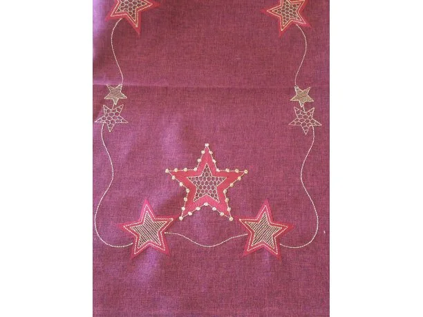Bieżnik świąteczny - bordowy z gwiazdkami - 40x140 cm - wz. 2840