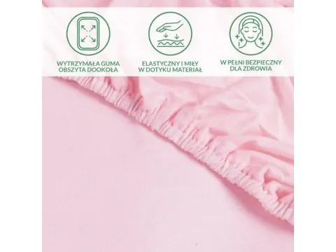 Nieprzemakalne prześcieradło 70x140 jersey z gumką oddychające róż