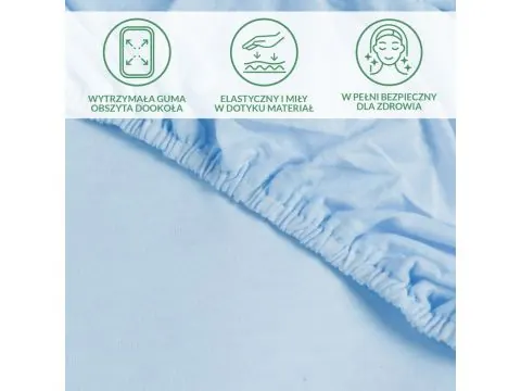 Nieprzemakalne prześcieradło 220x200 jersey z gumką oddychające niebieskie