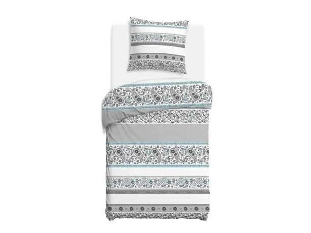 Pościel z Bawełny 140x200 cm | Szara w Elegancki Ornament Turecki Paisley