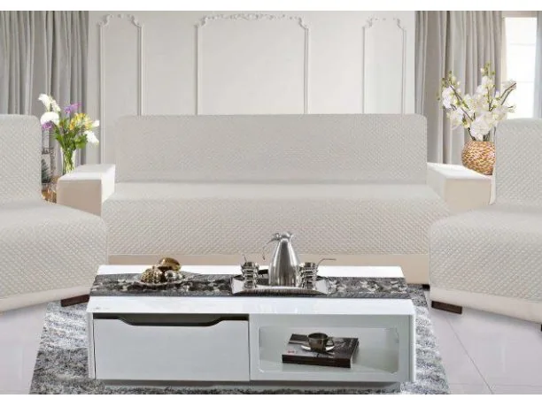 Kpl. Narzuta na sofę jednobarwna 160x210 +2 /70x160 Diamond Jasny Szary