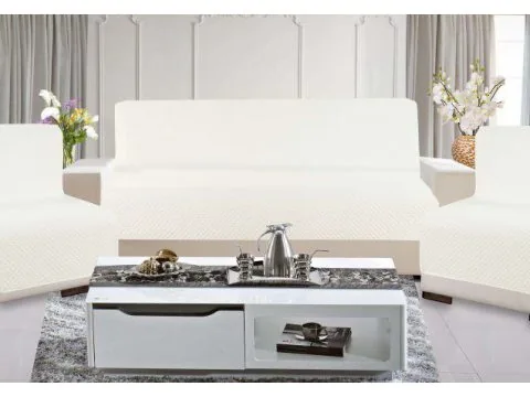 Kpl. Narzuta na sofę jednobarwna 160x210 +2 /70x160 Diamond Jasny Krem