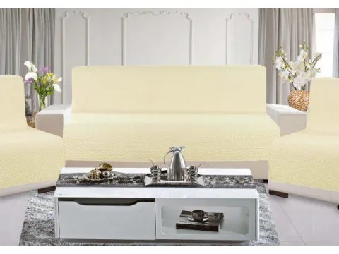 Kpl. Narzuta na sofę jednobarwna 160x210 +2 /70x160 Diamond Jasny Beż