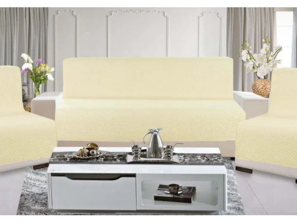 Kpl. Narzuta na sofę jednobarwna 160x210 +2 /70x160 Diamond Jasny Beż