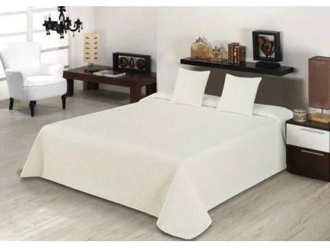 Narzuta Jednobarwna 220x240 + 2 poszewki 40x40 Diamond Jasny Krem