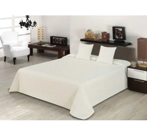 Narzuta Jednobarwna 220x240 + 2 poszewki 40x40 Diamond Jasny Krem