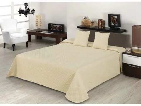 Narzuta Jednobarwna 220x240 + 2 poszewki 40x40 Diamond Beż jasny