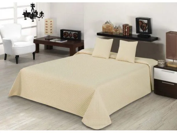 Narzuta Jednobarwna 220x240 + 2 poszewki 40x40 Diamond Beż jasny