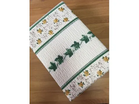 Pościel z kory 160x200 – 100% bawełna Zielone liście i żółte kwiaty na jasnym tle